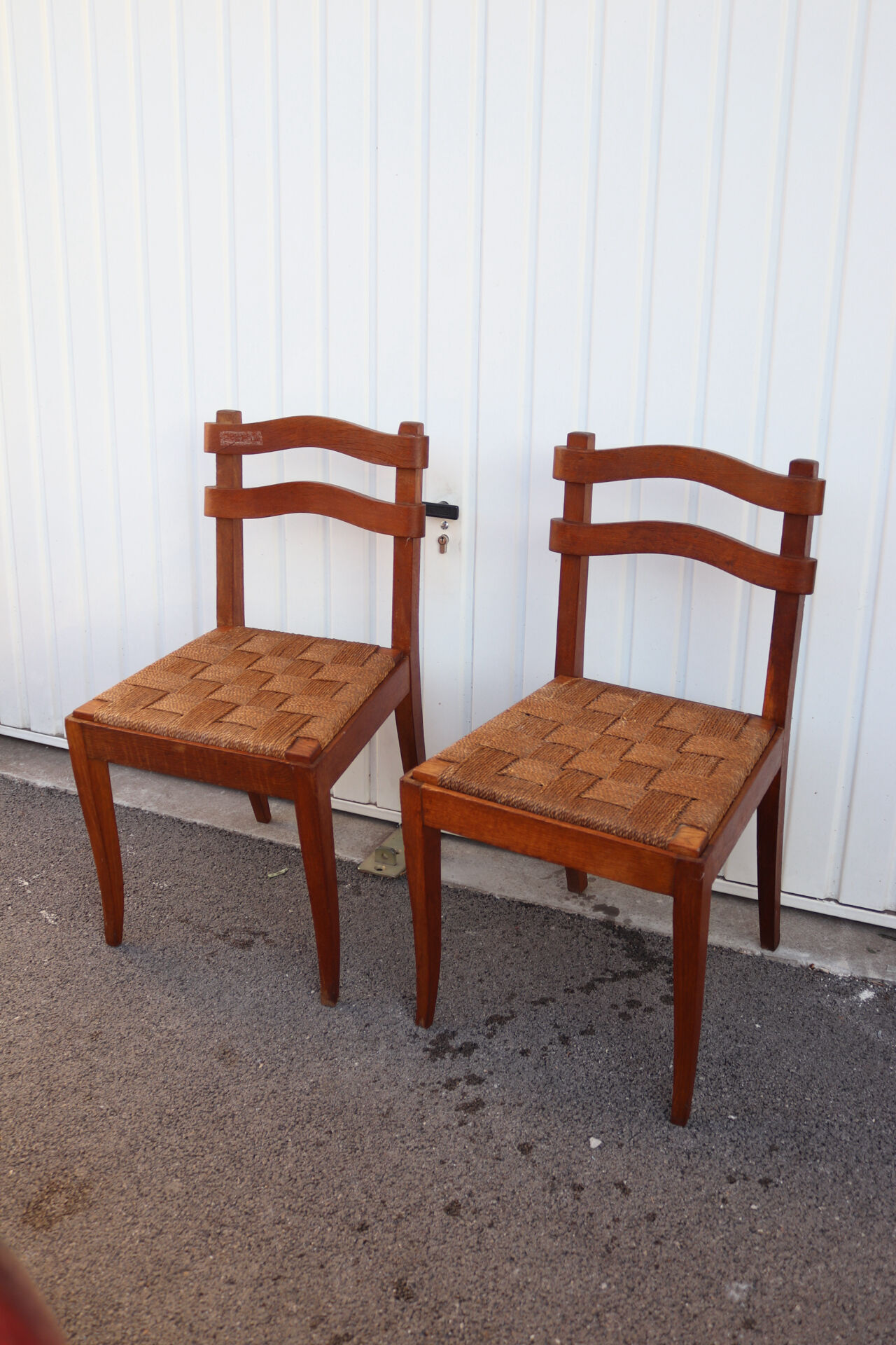 Pair of oak rush chairs