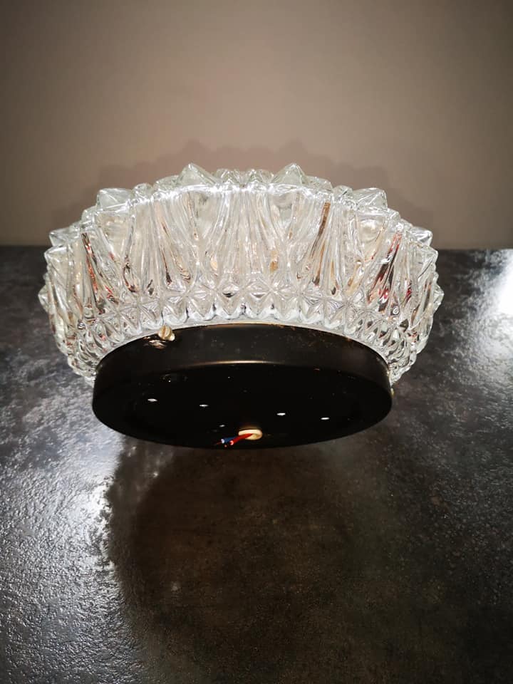 Old ceiling lamp vintage glass wall lamp 1960/70