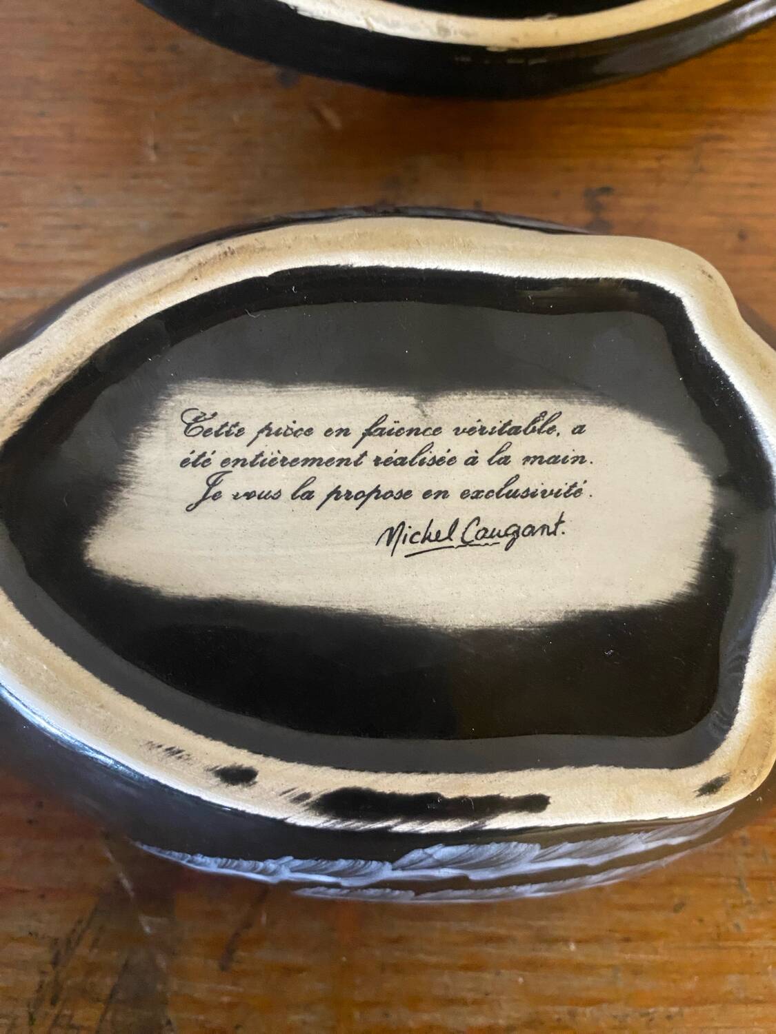 Vintage michel caugant duck-shaped ceramic terrine, france