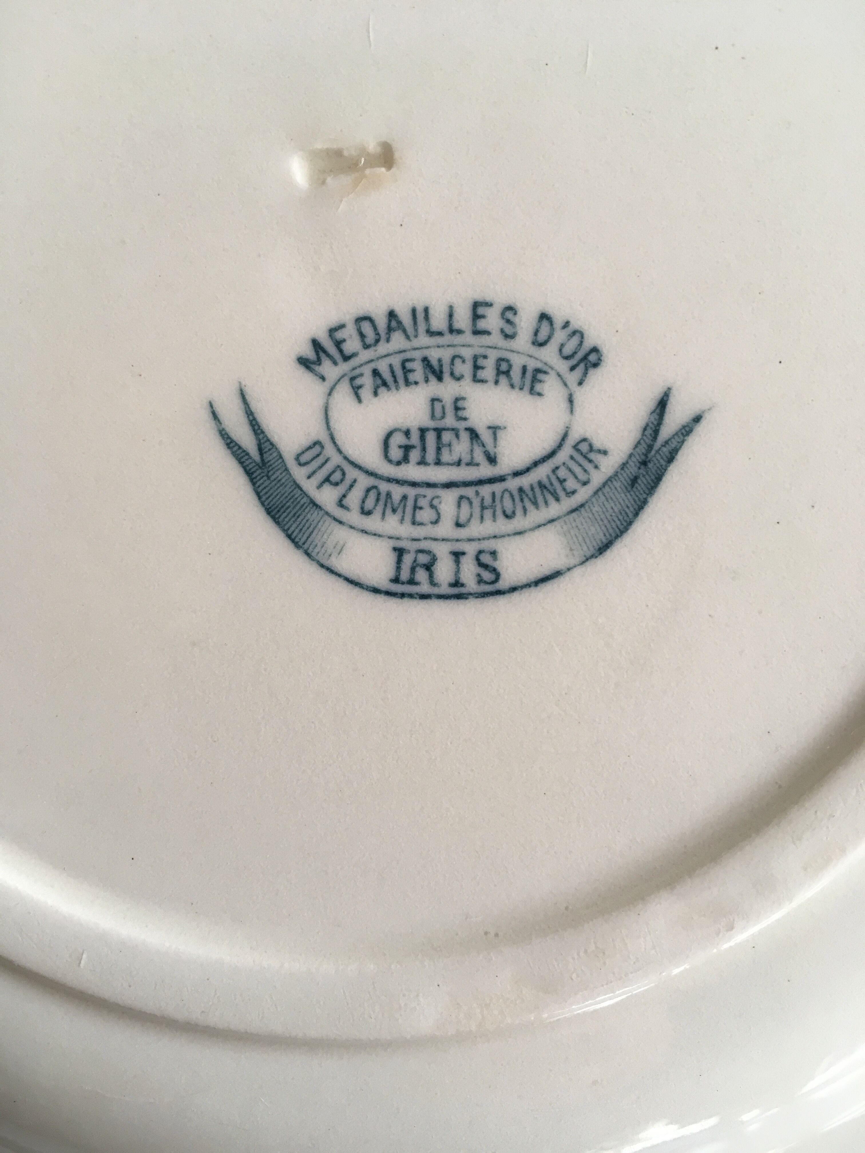 Faience of Gien Iris decoration plates