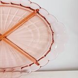Plat apéritif compartimenté en verre rose