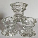 PRODUCT POP UP NOu00cbL 2022 Trio of vintage pressu00e9 glass candle holders