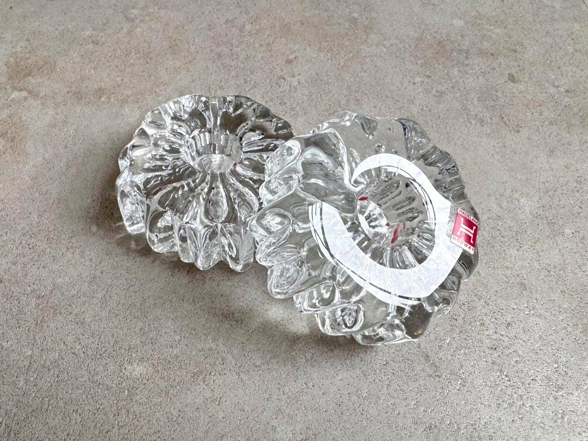 Set of 2 Hadeland Norway crystal candle holders