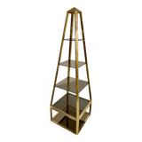 Étagère Pyramide design Hollywood Regency  Laiton Doré  Verre Fumé an. 60