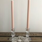 2 glass candle holders