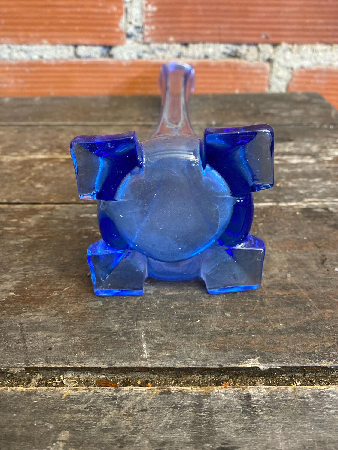 Vintage Early 20th Century Vertical Blue Glass Soliflore Vase #D755