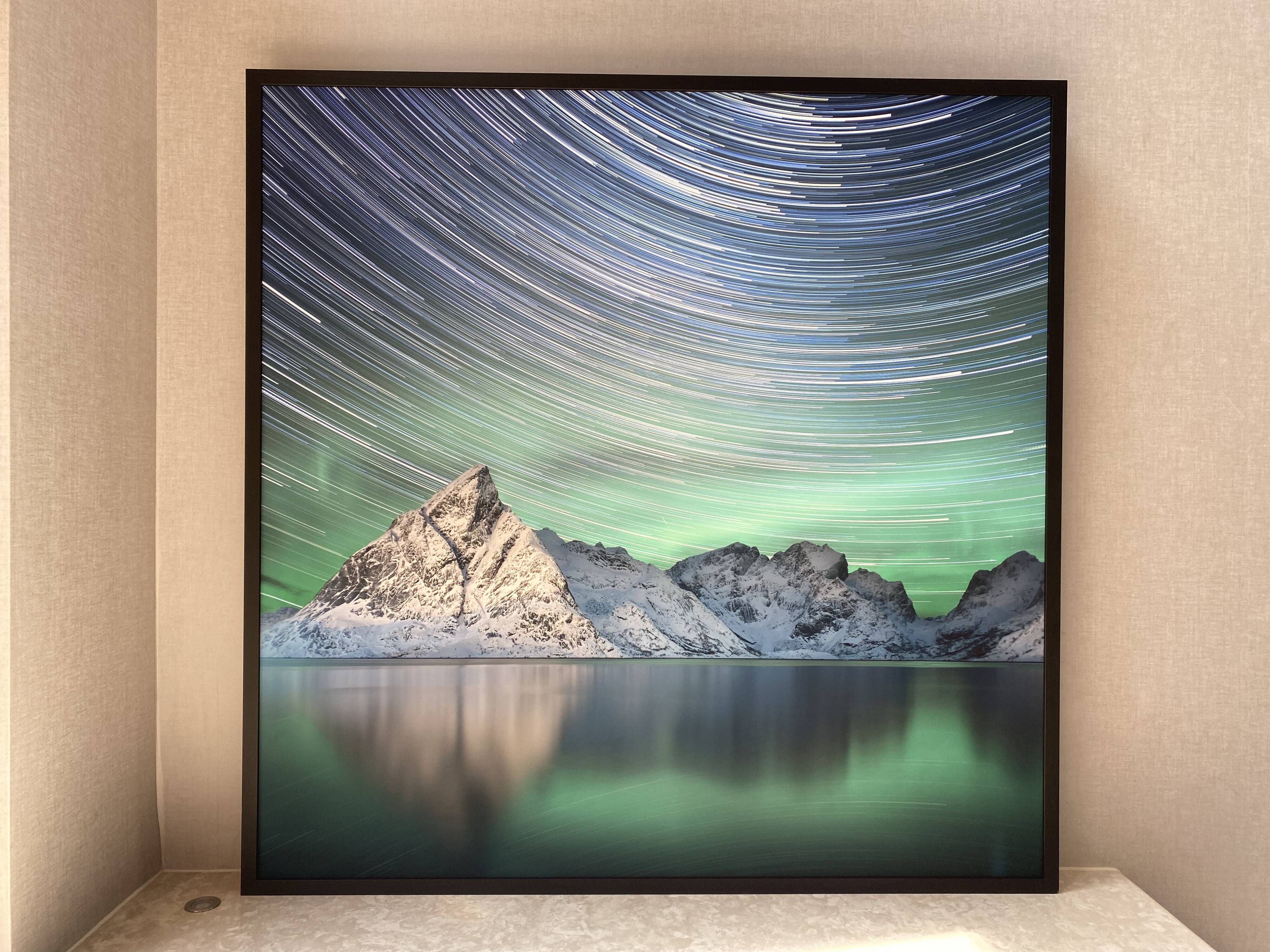 Fine Art Print – Aurora Borealis and Star Trails, Mountain Landscape