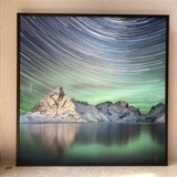 Fine Art Print – Aurora Borealis and Star Trails, Mountain Landscape