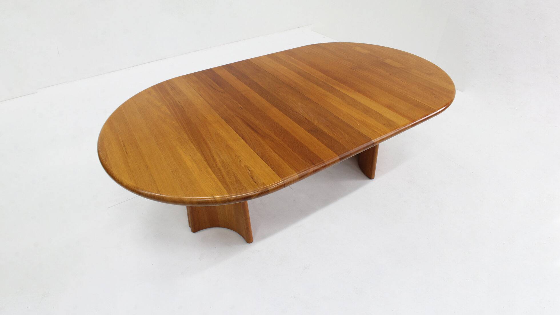 Vintage Danish round extendable dining table solid teak 1960s