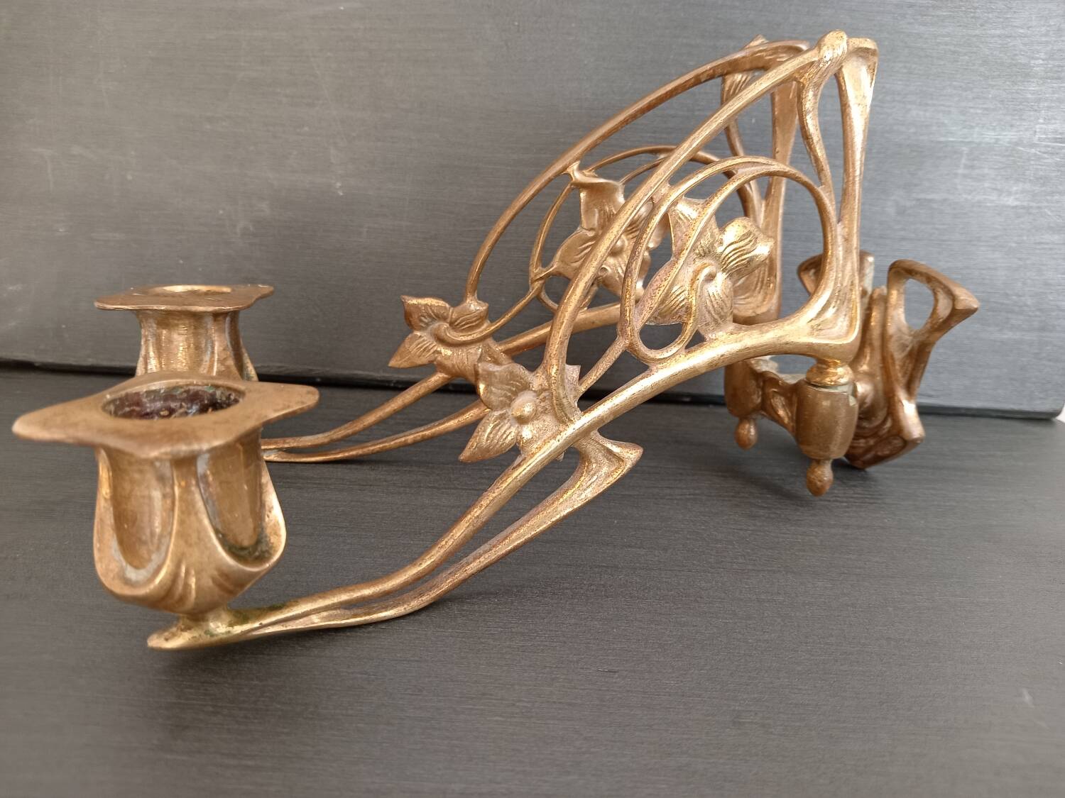 Double candlestick in gilded brass