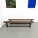 Pair of solid oak benches, winged legs, France, 1970s
