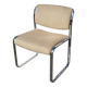 Vintage steel and beige fabric sleigh chair