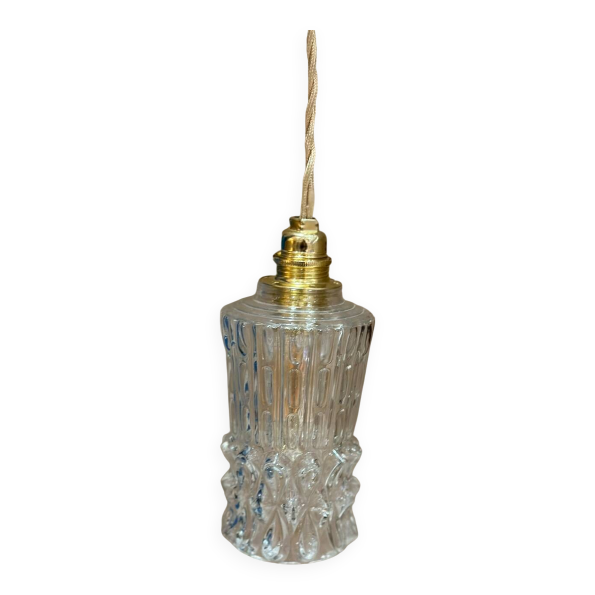 Vintage portable lamp - molded glass