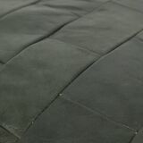 Vintage Round Pouf Patchwork Patchwork Faux Leather 49cm