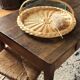 Round wicker and glass tray Anse Vannerie Vintage
