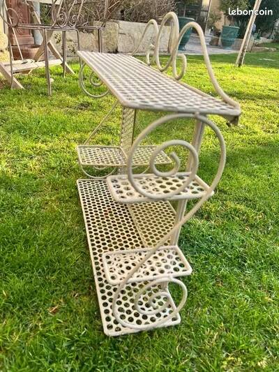Vintage metal shelf with mirror