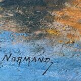 Table HST "Red house by the river" signed C. Normand early XX°