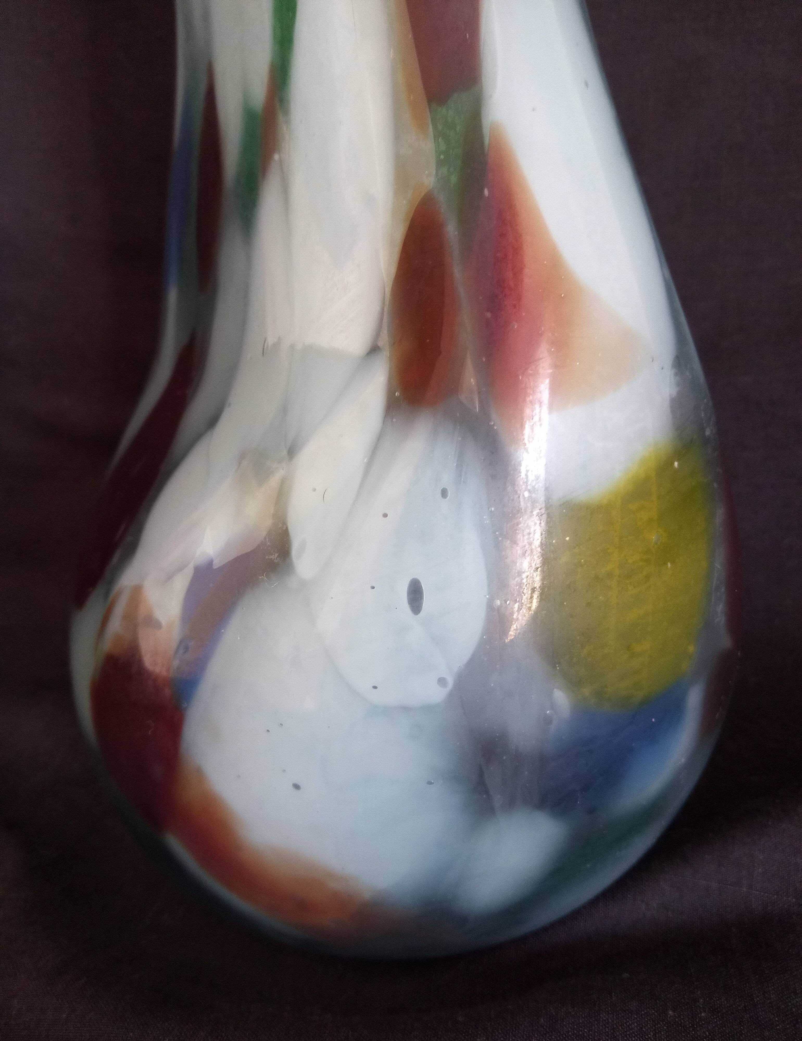 Handmade glass paste vase, mouth blown, Murano type