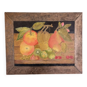 Nature morte, huile sur toile signée