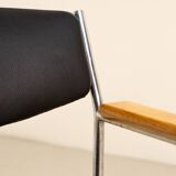 Leather and wood armchair by Gijs van der Sluis 80's