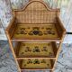 Vintage 1960s Painted Rattan Shelf with 3 Tiers