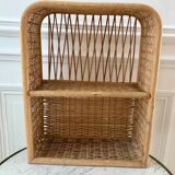 Rattan and light bamboo shelf 60s-70s