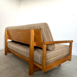 Old wooden sofa vintage brutalist design 60s