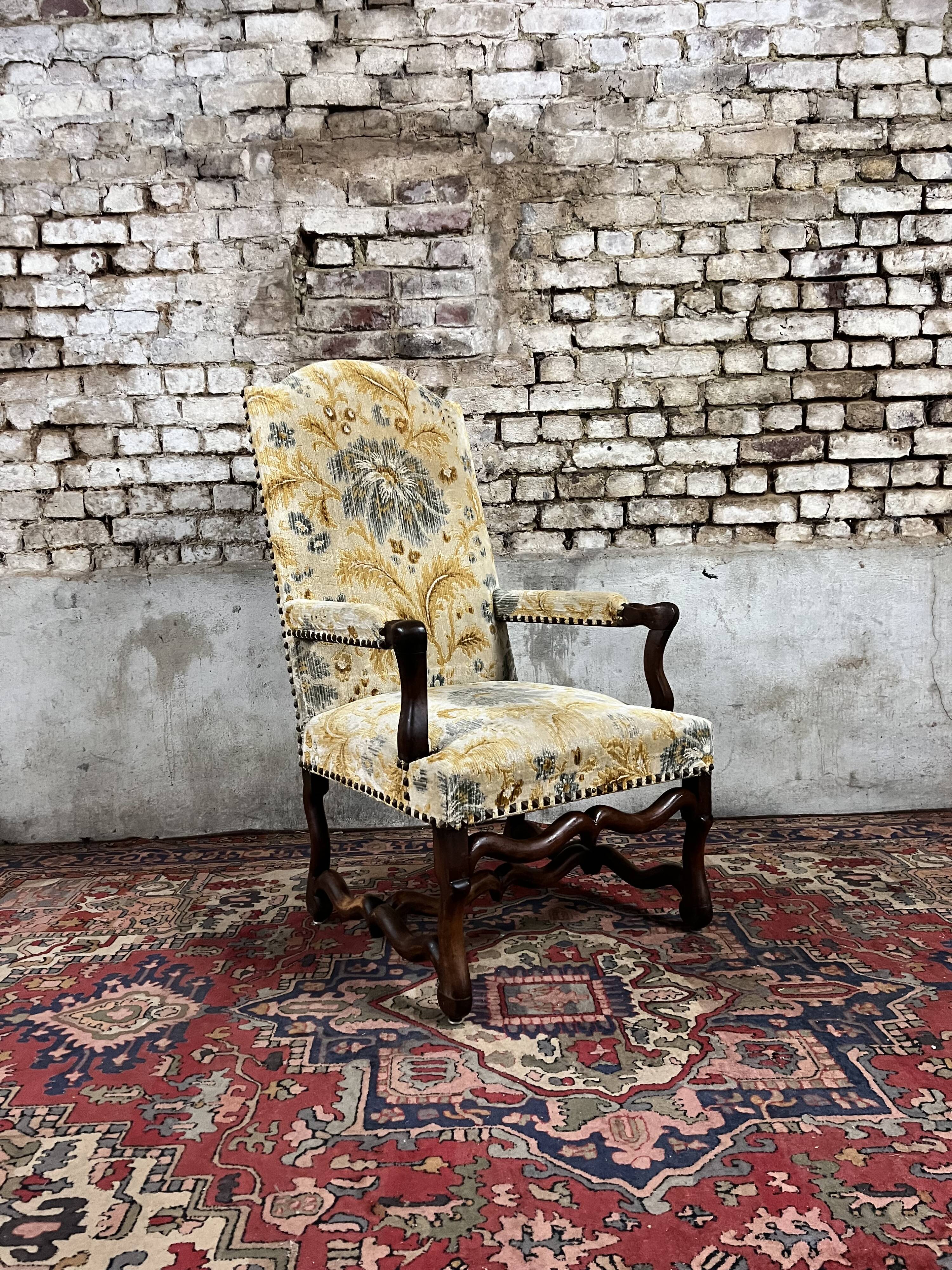 Walnut armchair from louis xiii period from the 17th century