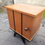 Pair of wooden bedside tables feet vintage compass