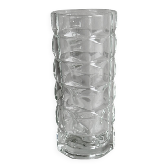 Small thick glass vase, triangular design