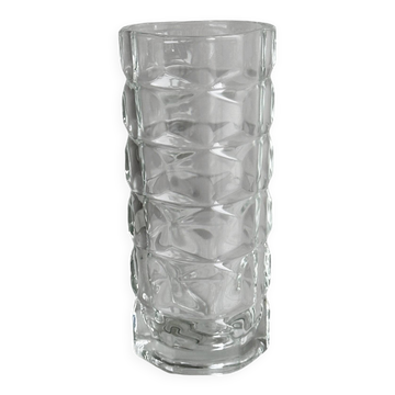 Small thick glass vase, triangular design