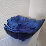 Blue glass fruit bowl