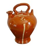 Français cruche ou gargoulette en poterie antique à glaçure rouge