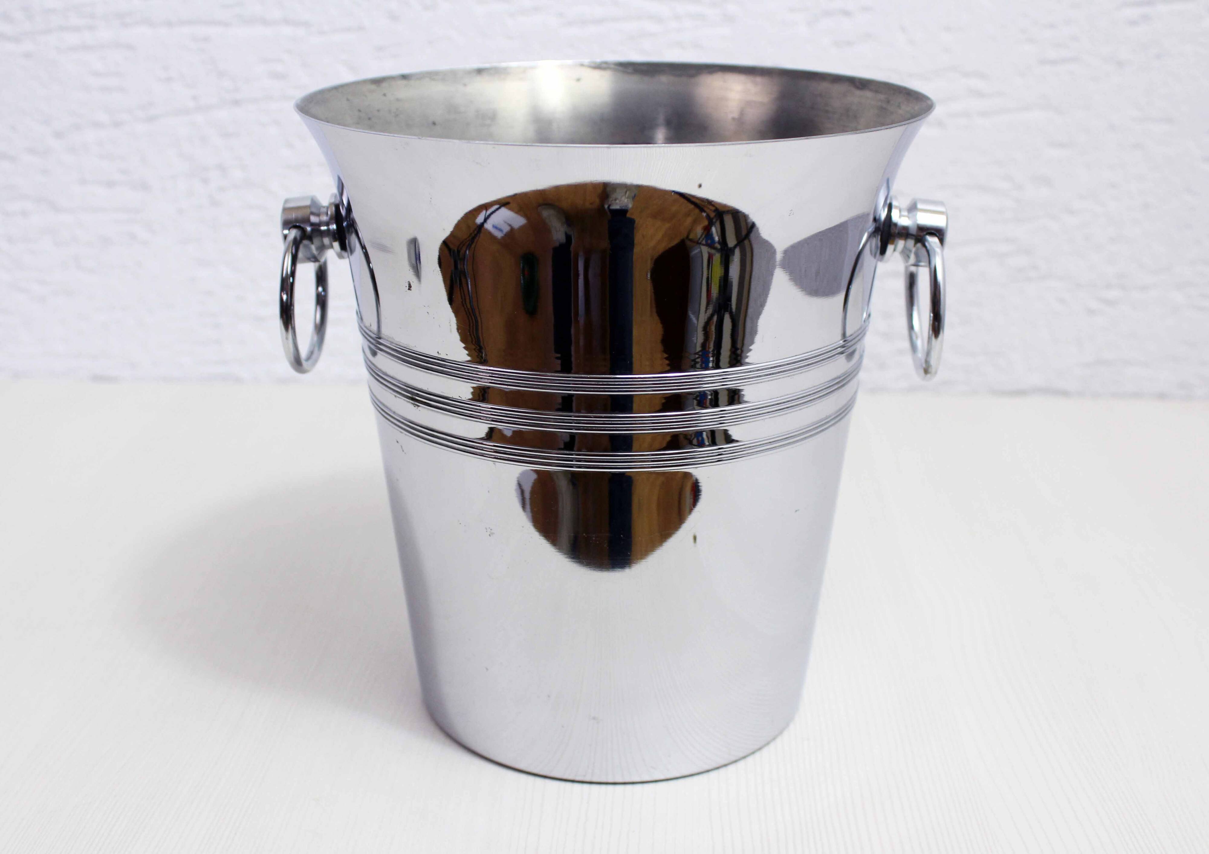 Stainless steel champagne bucket, France 1980