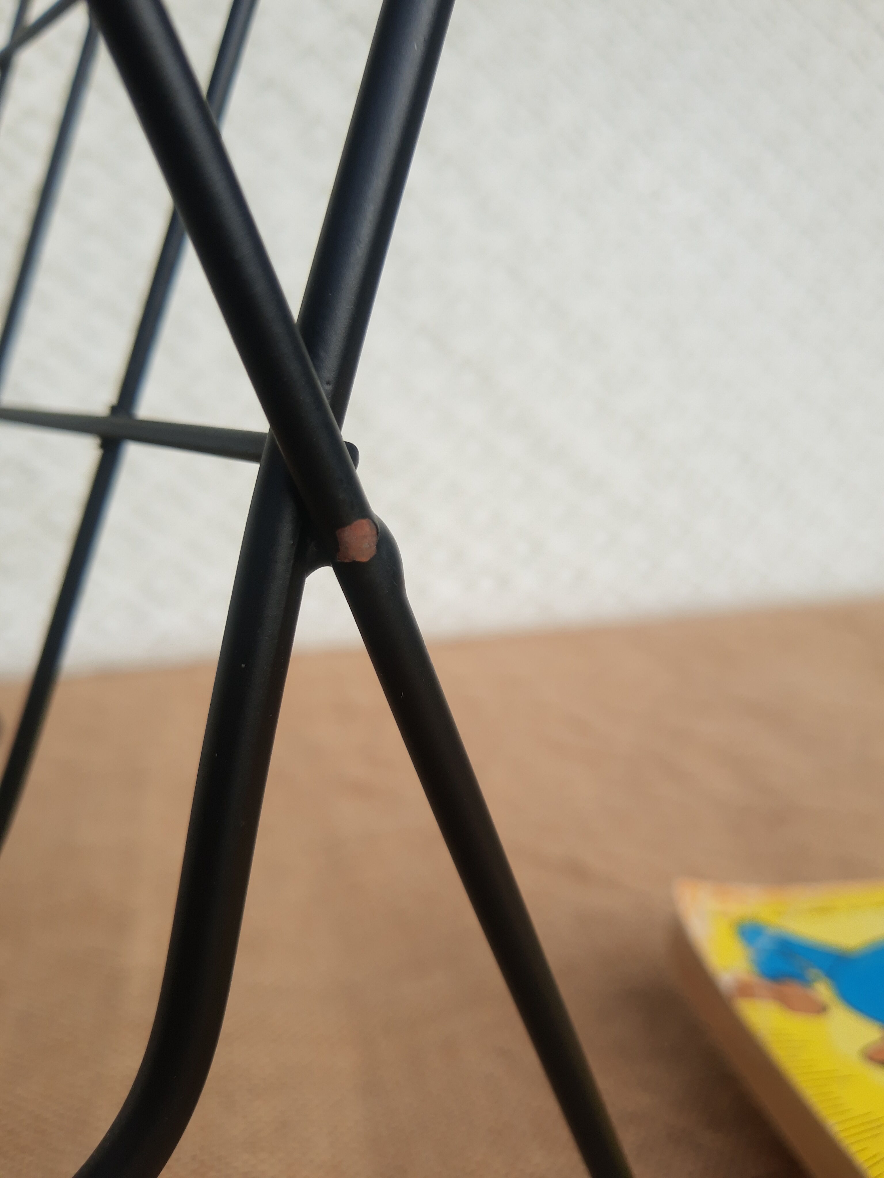 Vintage black metal wire magazine holder