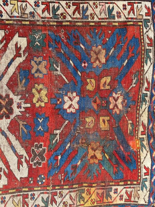 Ancient Caucasian carpet Kazak eagle 143x257 cm