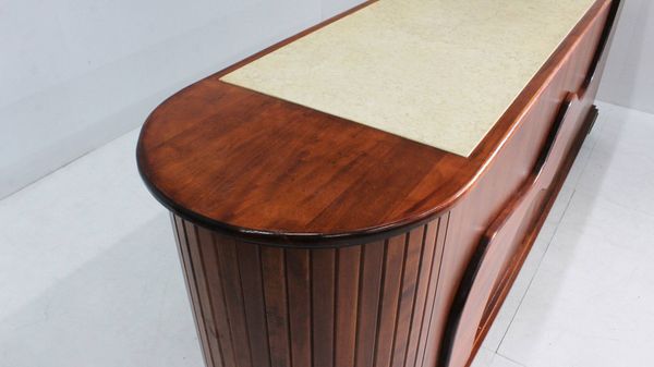 Comptoir de magasin vintage en marbre et bois Italie années 1970