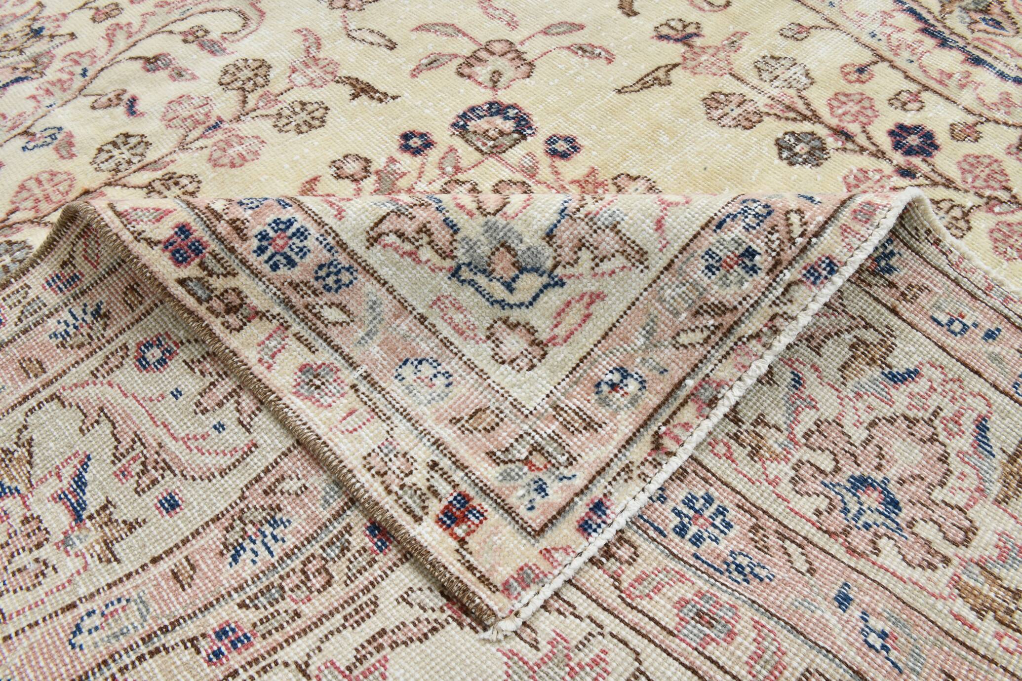 9x12 Faded Beige Large Area Vintage Persian Rug, 277x354 Cm
