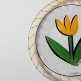 Kosta Boda Vintage Glass Plate: Yellow Tulip Design, Ulrica Hydman Vallien
