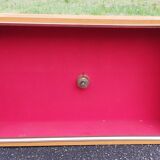 Glass wall shelf in light oak 1960