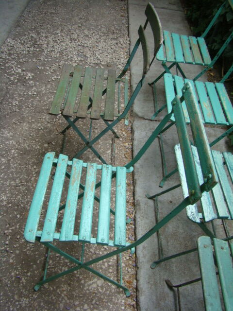 Lot of old garden iron folding chairs