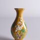 Chinese Yellow Glazed Hexagonal Relief Porcelain Vase with Prunus Motif