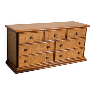 Vintage Enfilade Commode Maugrion Rattan - Roche Bobois