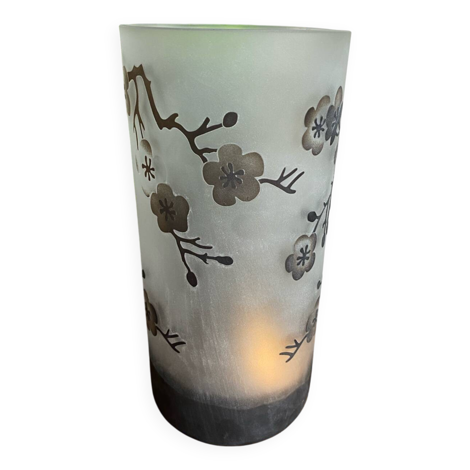 Cylindrical glass paste vase “cherry blossom”