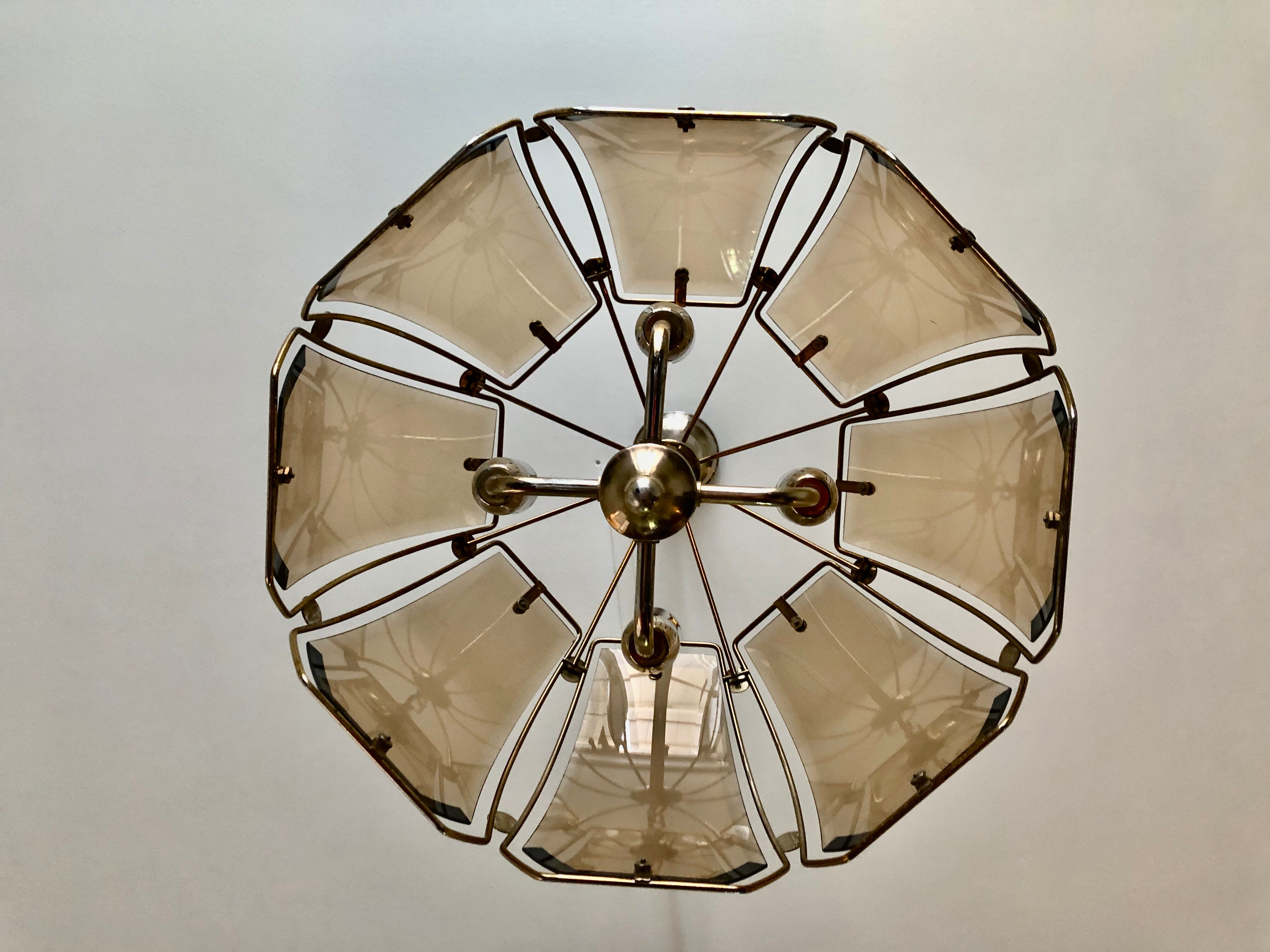 Golden Italian chandelier 4 burners 1970