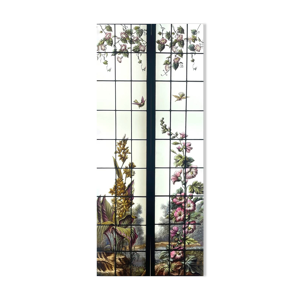 Paire de vitraux Roses