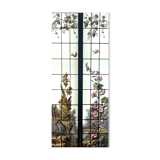 Pair of stained glass windows Hollyhocks
