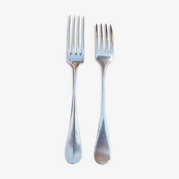 10 Silver Metal Forks Christofle Model Fidélio Baguette