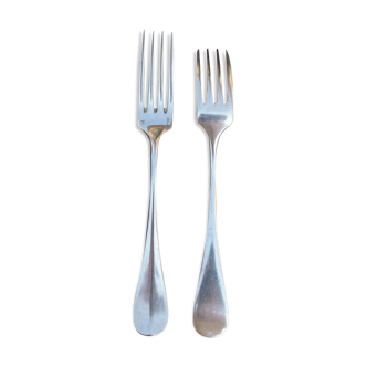 10 Silver Metal Forks Christofle Model Fidélio Baguette