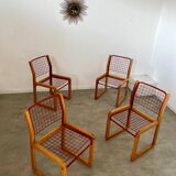 Lot of 4 Knut and Marianne Hagberg designer chairs for Ikea 1982 vintage metal and wood
